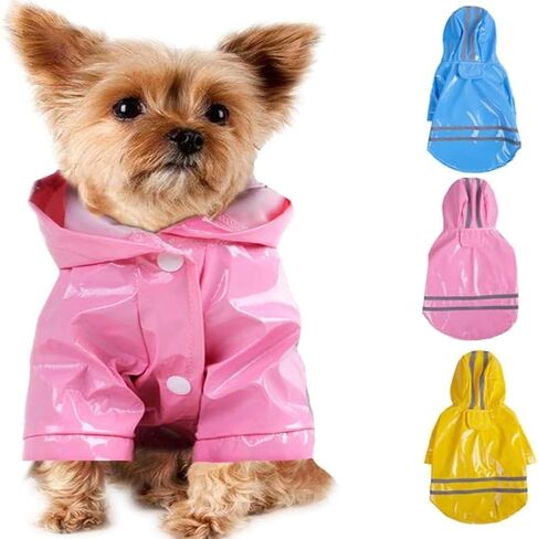 Outdoor Puppy Pet Rain Coat with Hood Waterproof Jackets PU Reflective Raincoat for Dogs Cats Apparel Clothes in Saudi Arabia