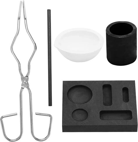 Crucible Kit Graphite DIY Smelting Tools Heat Resistant Crucibles for Melting Metal Silver Gold Copper Ingot Silver Melting Kit Smelting Tools Crucibles for Melting Metal Gold Smelting Kit in Saudi Arabia