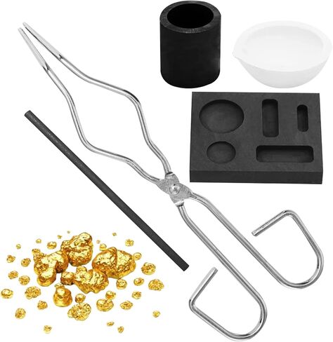 Crucible Kit Graphite DIY Smelting Tools Heat Resistant Crucibles for Melting Metal Silver Gold Copper Ingot Silver Melting Kit Smelting Tools Crucibles for Melting Metal Gold Smelting Kit in Saudi Arabia