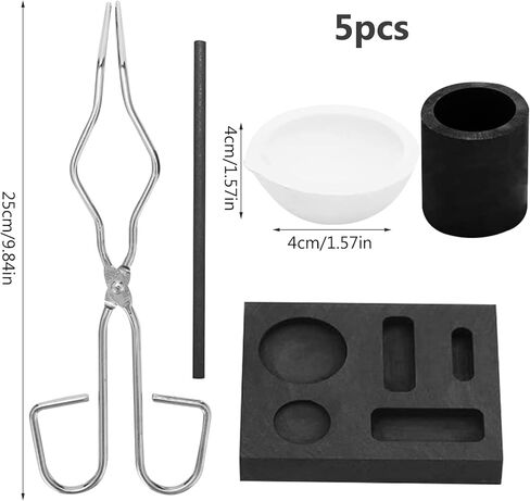 Crucible Kit Graphite DIY Smelting Tools Heat Resistant Crucibles for Melting Metal Silver Gold Copper Ingot Silver Melting Kit Smelting Tools Crucibles for Melting Metal Gold Smelting Kit in Saudi Arabia