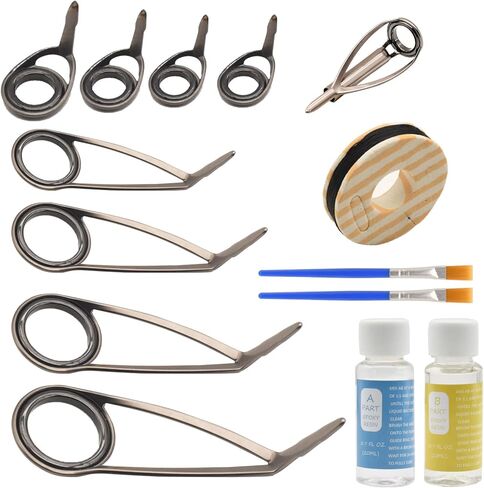 Fishing Replacement Single Foot Spinning Casting Rod Stainless Steel High Guides and Tips Repair Kit,Building Supplies with Epoxy Gule, in Saudi Arabia