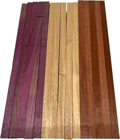 Combo of 15 Premium 3/4" Hardwood Lumber Boards for Cutting Boards | Purpleheart, African Mahogany & Bloodwood | Unfinished Wood Blocks for Woodworking, DIY & Kitchen Projects (3/4" x 2" x 30") in Saudi Arabia