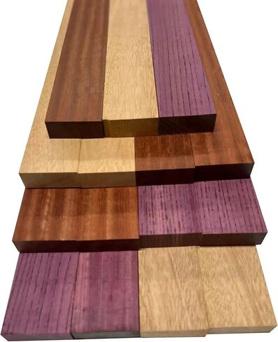 Combo of 15 Premium 3/4" Hardwood Lumber Boards for Cutting Boards | Purpleheart, African Mahogany & Bloodwood | Unfinished Wood Blocks for Woodworking, DIY & Kitchen Projects (3/4" x 2" x 30") in Saudi Arabia