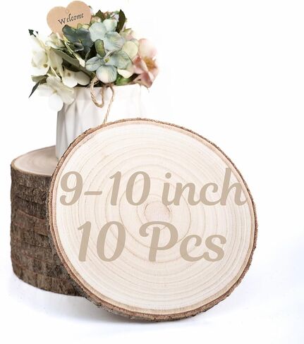 10 Pack Wood Centerpieces for Tables Natural Round Wood Slices for Rustic Wedding Decor and Table Decorations Unfinished Wooden Rounds (8–9 inch) in Saudi Arabia