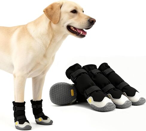 Dog Boots for Winter Snowy Day Water-Resistant Dog Shoes for Small Medium Large Dogs Paw Protectors for Outdoor Hiking Walking (Black, 6# (Width 2.6inch) for 52-68bs) in Saudi Arabia