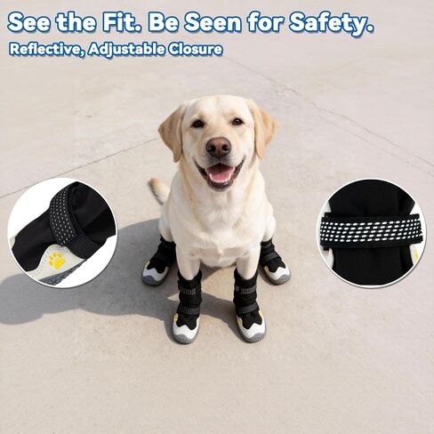 Dog Boots for Winter Snowy Day Water-Resistant Dog Shoes for Small Medium Large Dogs Paw Protectors for Outdoor Hiking Walking (Black, 6# (Width 2.6inch) for 52-68bs) in Saudi Arabia