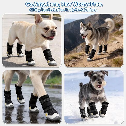 Dog Boots for Winter Snowy Day Water-Resistant Dog Shoes for Small Medium Large Dogs Paw Protectors for Outdoor Hiking Walking (Black, 6# (Width 2.6inch) for 52-68bs) in Saudi Arabia