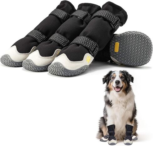 Dog Boots for Small to Large Breed, Waterproof Paw Protectors Anti-Slip Dog Winter Shoes with Adjustable Straps, Size 7 in Saudi Arabia