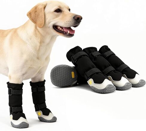Dog Boots for Winter Snowy Day Water-Resistant Dog Shoes for Small Medium Large Dogs Paw Protectors for Outdoor Hiking Walking (Black, 6# (Width 2.6inch) for 52-68bs) in Saudi Arabia