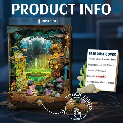DIY Book Nooks - Deep-Sea Submarine Adventure Miniature House Kit | Rotating Background, LED Lights, Touch Control, Self-Assembly Craft Model Kits for Gifting & Decor - Discover Atlanta in Saudi Arabia