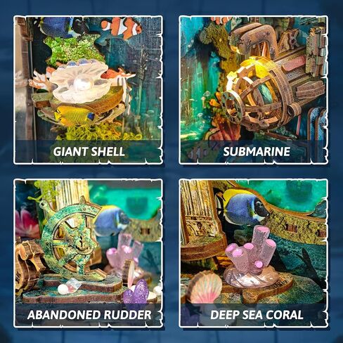 DIY Book Nooks - Deep-Sea Submarine Adventure Miniature House Kit | Rotating Background, LED Lights, Touch Control, Self-Assembly Craft Model Kits for Gifting & Decor - Discover Atlanta in Saudi Arabia