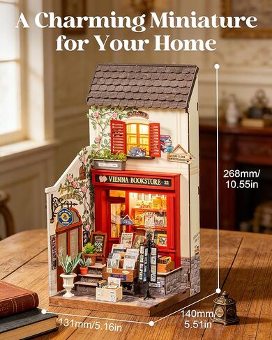 Rolife DIY Miniature House Kits Vienna Bookstore, Mini House Miniverse Lifestyle for Teens, DIY Crafts Kits for Adults, Birthday/Halloween for Parents Friends (Vienna Bookstore) in Saudi Arabia
