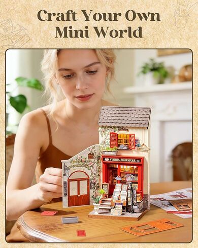 Rolife DIY Miniature House Kits Vienna Bookstore, Mini House Miniverse Lifestyle for Teens, DIY Crafts Kits for Adults, Birthday/Halloween for Parents Friends (Vienna Bookstore) in Saudi Arabia