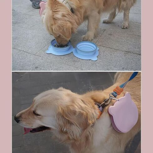أوعية للكلاب قابلة للطي للسفر، مجموعة أوعية طعام ومياه محمولة للكلاب، أوعية سيليكون قابلة للطي للجراء، إكسسوارات سفر لطيفة وخفيفة الوزن للحيوانات الأليفة الأساسية باللون الوردي in Kuwait