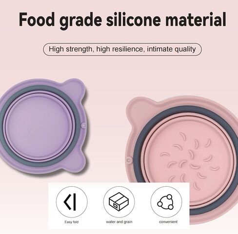 Collapsible Dog Bowls for Travel, Portable Dog Food & Water Bowls Set, Foldable Silicone Puppy Bowls, Cute Lightweight Compact Pet Travel Accessories Essentials Pink in Saudi Arabia