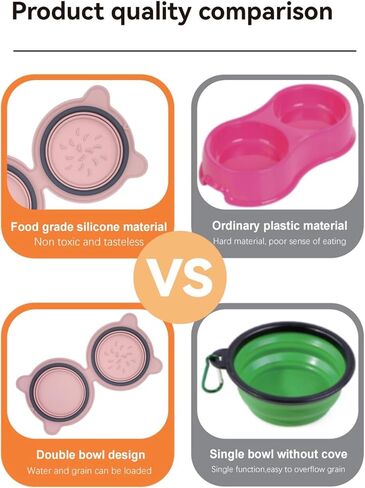 Collapsible Dog Bowls for Travel, Portable Dog Food & Water Bowls Set, Foldable Silicone Puppy Bowls, Cute Lightweight Compact Pet Travel Accessories Essentials Pink in Saudi Arabia