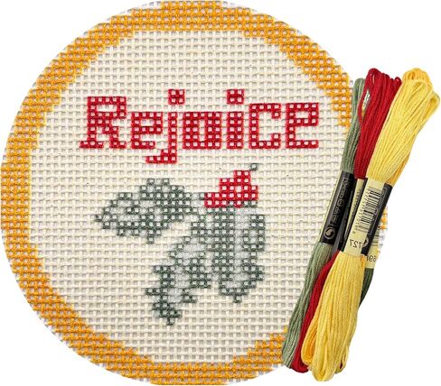 Howie's Needlepoint Christmas Needlepoint Kits, 13CT Printed Embroidery Pattern Starter Kits, Stamped Patterns Canvas Kits(Rejoice,4x4inch) in Saudi Arabia