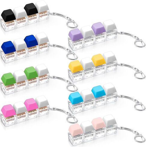 8 Pcs Silent and Click Sound Keyboard Adult Fidget Clicker Toy 4-in-1 Keyboard Fidget Keychain Cube Mechanical Key Button Clicker Stress Relief Gift for Office School Home to Pass The Time in Saudi Arabia