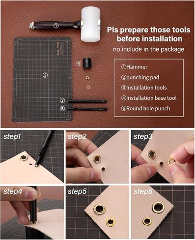 WUTA Eyelets Setting Tool,Smooth Black Grommet Installation Tools, Rivets Setter Tool Kit for Leather Craft（4mm） in Saudi Arabia