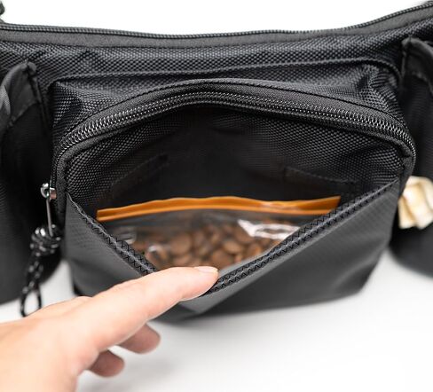 TIGERLI Dog Walking Fanny Pack with Magnetic Treat Pouch, Dual Water Bottle Holders, Poop Bag Dispenser, Waterproof Zipper, Adjustable Strap, 2 D-Rings for Hands-Free Leash, Black in Saudi Arabia