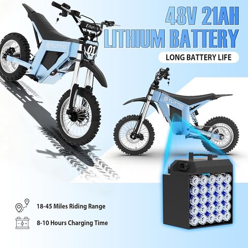 Tuttio Soleil01-GB E-Dirt-Bike - Peak 3000W 37MPH 200NM Electric-Bike with 48V 21Ah Battery, 14"/12" Fat Tire Electric Motocycle with Dual Suspension, Off-Road Ebike for Adults-Teens (USA Warehouse) in Saudi Arabia