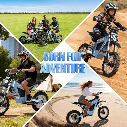 Tuttio Soleil01-GB E-Dirt-Bike - Peak 3000W 37MPH 200NM Electric-Bike with 48V 21Ah Battery, 14"/12" Fat Tire Electric Motocycle with Dual Suspension, Off-Road Ebike for Adults-Teens (USA Warehouse) in Saudi Arabia