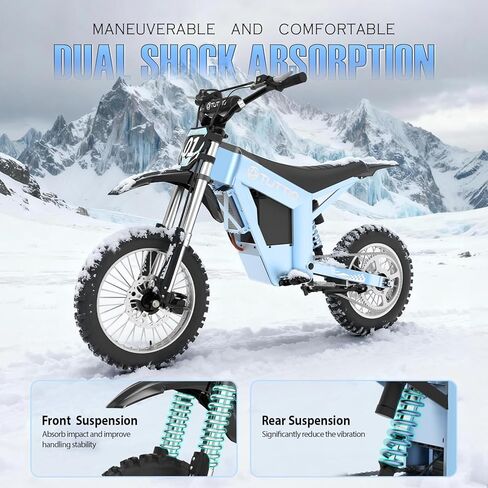 Tuttio Soleil01-GB E-Dirt-Bike - Peak 3000W 37MPH 200NM Electric-Bike with 48V 21Ah Battery, 14"/12" Fat Tire Electric Motocycle with Dual Suspension, Off-Road Ebike for Adults-Teens (USA Warehouse) in Saudi Arabia