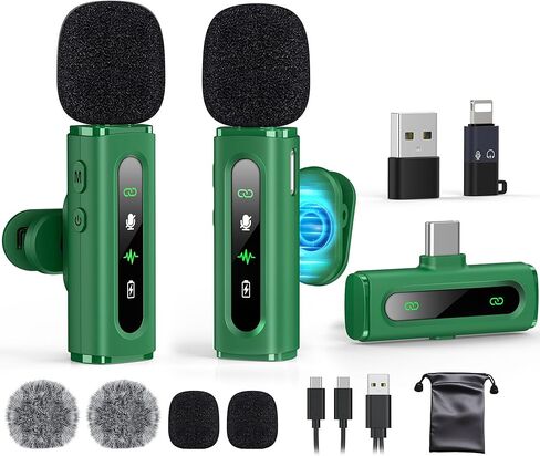 GoorDik Wireless Lavalier Microphone for iPhone Recording, Portable Clip-On Mini Mic for iPhone Audio/Video Recording, Cordless Lapel Lav Mic for Content Creators&Influencers&Youtubers/Tiktok Starters in Kuwait