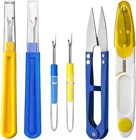 6 Pieces Colorful Seam Ripper Assortment Thread Remover Kit 2 Big and 2 Small Handy Stitch Sewing Tools with 2 Scissors for Removing Unwanted Hems and Seams in Saudi Arabia