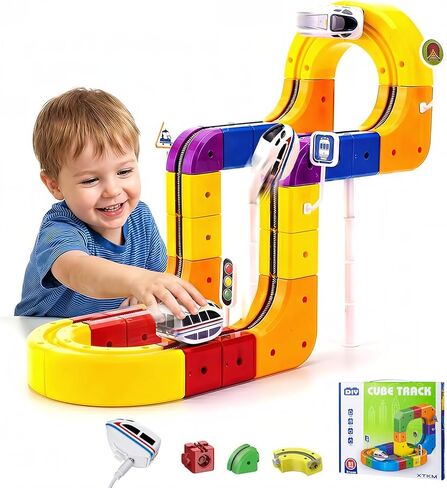 3D Infinity Track Set, Magnetic Train for Toddlers Ages 3-6, Flexible & Buildable Railway Toys for Toddlers, Electric Gravity Defying Car, STEM Educational Building Track Toys for Boys & Girls(51 Pcs) in Saudi Arabia