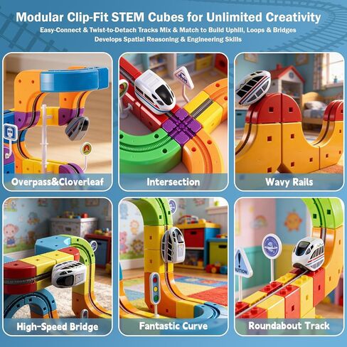 3D Infinity Track Set, Magnetic Train for Toddlers Ages 3-6, Flexible & Buildable Railway Toys for Toddlers, Electric Gravity Defying Car, STEM Educational Building Track Toys for Boys & Girls(51 Pcs) in Saudi Arabia