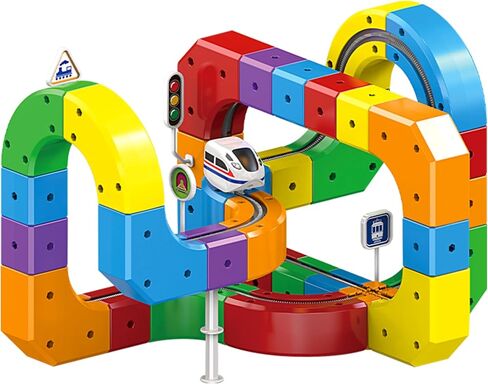 3D Infinity Track Set, Magnetic Train for Toddlers Ages 3-6, Flexible & Buildable Railway Toys for Toddlers, Electric Gravity Defying Car, STEM Educational Building Track Toys for Boys & Girls(51 Pcs) in Saudi Arabia