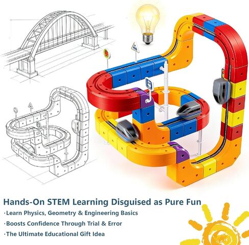 3D Infinity Track Set, Magnetic Train for Toddlers Ages 3-6, Flexible & Buildable Railway Toys for Toddlers, Electric Gravity Defying Car, STEM Educational Building Track Toys for Boys & Girls(51 Pcs) in Saudi Arabia
