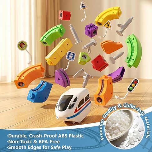 3D Infinity Track Set, Magnetic Train for Toddlers Ages 3-6, Flexible & Buildable Railway Toys for Toddlers, Electric Gravity Defying Car, STEM Educational Building Track Toys for Boys & Girls(51 Pcs) in Saudi Arabia