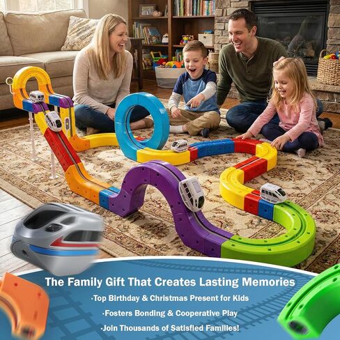 3D Infinity Track Set, Magnetic Train for Toddlers Ages 3-6, Flexible & Buildable Railway Toys for Toddlers, Electric Gravity Defying Car, STEM Educational Building Track Toys for Boys & Girls(51 Pcs) in Saudi Arabia