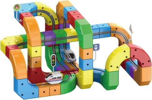3D Infinity Track Set, Magnetic Train for Toddlers Ages 3-6, Flexible & Buildable Railway Toys for Toddlers, Electric Gravity Defying Car, STEM Educational Building Track Toys for Boys & Girls(51 Pcs) in Saudi Arabia