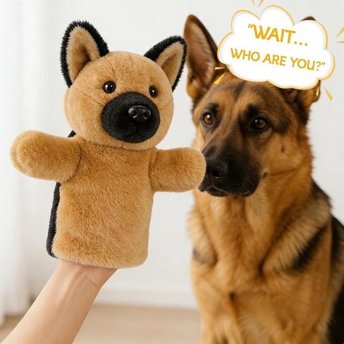 Dog Hand Puppet Plush Toy for Kids Toddlers Educational Animal Puppet for Storytelling Pretend Play Birthday German Shepherd in Saudi Arabia