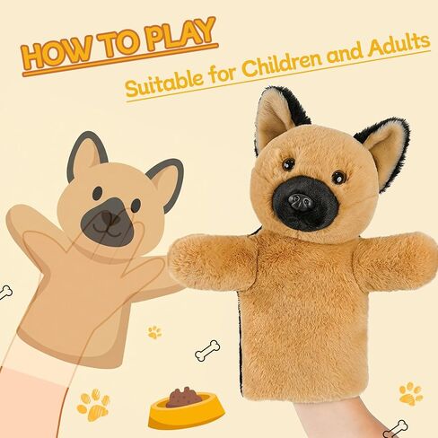 Dog Hand Puppet Plush Toy for Kids Toddlers Educational Animal Puppet for Storytelling Pretend Play Birthday German Shepherd in Saudi Arabia
