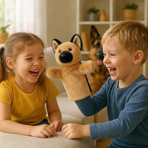 Dog Hand Puppet Plush Toy for Kids Toddlers Educational Animal Puppet for Storytelling Pretend Play Birthday German Shepherd in Saudi Arabia