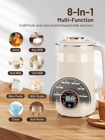 Nut Milk Maker Machine, 35oz Homemade Soy, Almond, Oat, Coconut, Plant Based and Non Dairy Beverages, 8 in 1 Automatic Soybean Machine With 12H Delay Start/Keep Warm/Boil Water in Saudi Arabia