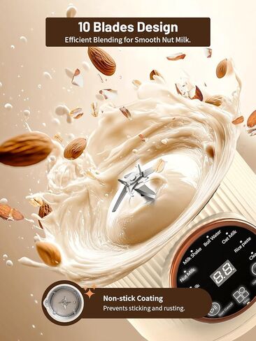 Nut Milk Maker Machine, 35oz Homemade Soy, Almond, Oat, Coconut, Plant Based and Non Dairy Beverages, 8 in 1 Automatic Soybean Machine With 12H Delay Start/Keep Warm/Boil Water in Saudi Arabia