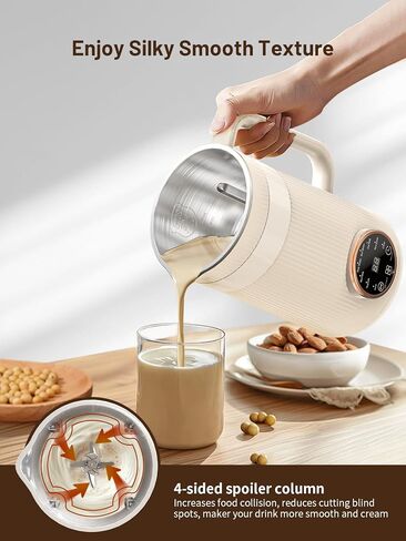 Nut Milk Maker Machine, 35oz Homemade Soy, Almond, Oat, Coconut, Plant Based and Non Dairy Beverages, 8 in 1 Automatic Soybean Machine With 12H Delay Start/Keep Warm/Boil Water in Saudi Arabia