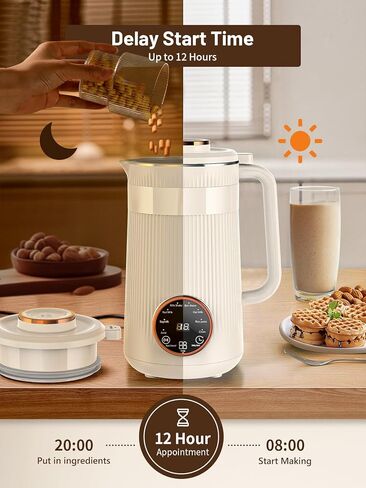 Nut Milk Maker Machine, 35oz Homemade Soy, Almond, Oat, Coconut, Plant Based and Non Dairy Beverages, 8 in 1 Automatic Soybean Machine With 12H Delay Start/Keep Warm/Boil Water in Saudi Arabia