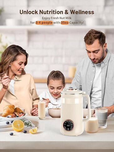 Nut Milk Maker Machine, 35oz Homemade Soy, Almond, Oat, Coconut, Plant Based and Non Dairy Beverages, 8 in 1 Automatic Soybean Machine With 12H Delay Start/Keep Warm/Boil Water in Saudi Arabia
