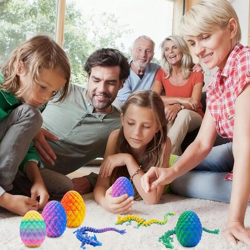 4 قطع من بيض التنين المطبوع ثلاثي الأبعاد مع تنين بداخله، بيض عيد الفصح الغامض للأطفال البالغين، ديكور فريد لسطح المكتب قابل للتجميع، هدايا زينة عيد الميلاد in Kuwait