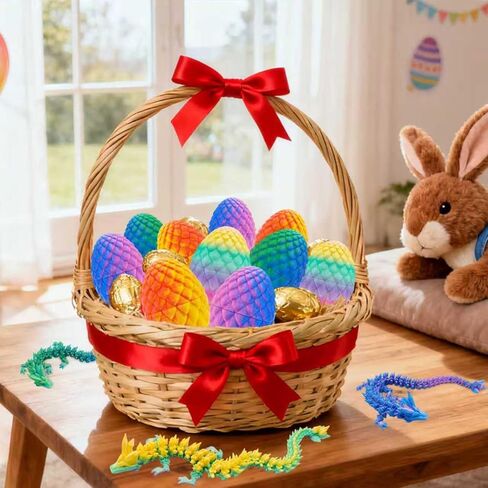 4 قطع من بيض التنين المطبوع ثلاثي الأبعاد مع تنين بداخله، بيض عيد الفصح الغامض للأطفال البالغين، ديكور فريد لسطح المكتب قابل للتجميع، هدايا زينة عيد الميلاد in Kuwait