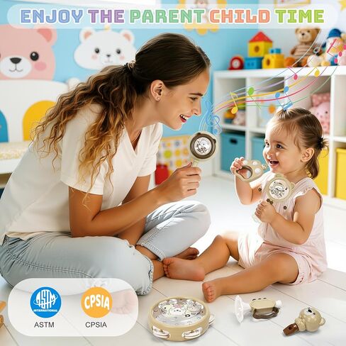 Baby Musical Toys for Toddlers 1-3: 6pcs Montessori Kids Musical Instruments Infant Baby Teething Toy with Rattle & Tambourine for Preschool Learning Birthday for Boys Girls in Saudi Arabia