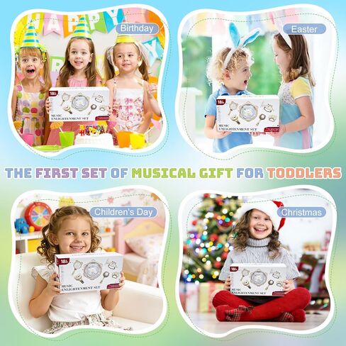 Baby Musical Toys for Toddlers 1-3: 6pcs Montessori Kids Musical Instruments Infant Baby Teething Toy with Rattle & Tambourine for Preschool Learning Birthday for Boys Girls in Saudi Arabia