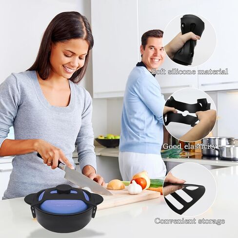 2Pcs Black Universal Fixing Strap, Black Pot Lid Accessories Tools Lid Holder Tools Heat-Resistant, No-Spill Design Transport Accessories Not Easily Damaged in Saudi Arabia