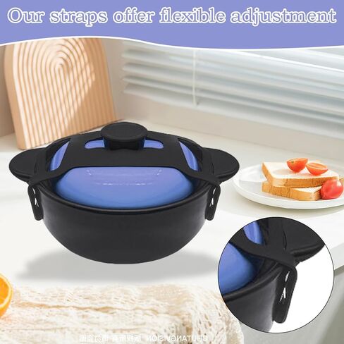 2Pcs Black Universal Fixing Strap, Black Pot Lid Accessories Tools Lid Holder Tools Heat-Resistant, No-Spill Design Transport Accessories Not Easily Damaged in Saudi Arabia